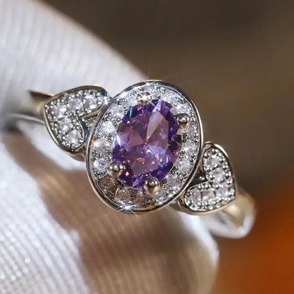 The Purple Heart Ring w Amethyst Gemstone & 925